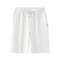 thumbnail image 1 of VSSSJ Men's Casual Shorts Drawstring Elastic Waist Athletic Workout Lounge Shorts Loose Summer Vacation Beach Sweat Shorts with Pockets White L, 1 of 8