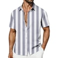 thumbnail image 1 of VSSSJ Men's Casual Stylish Striped Shirt Short Sleeve Button Down Collared Shirt Hawaiian Relaxed Fit Summer Beach Vacation Shirts Gray XXXXL, 1 of 7