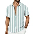 thumbnail image 1 of VSSSJ Men's Casual Stylish Striped Shirt Short Sleeve Button Down Collared Shirt Hawaiian Relaxed Fit Summer Beach Vacation Shirts Mint Green XL, 1 of 7