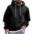 thumbnail image 1 of VSSSJ Men's Casual Sweatshirts Loose Solid Color Long Sleeve Round Neck Pocket Drawstring Hoodies Fashion Comfy Everyday Pullover Top Blouse Black M, 1 of 5