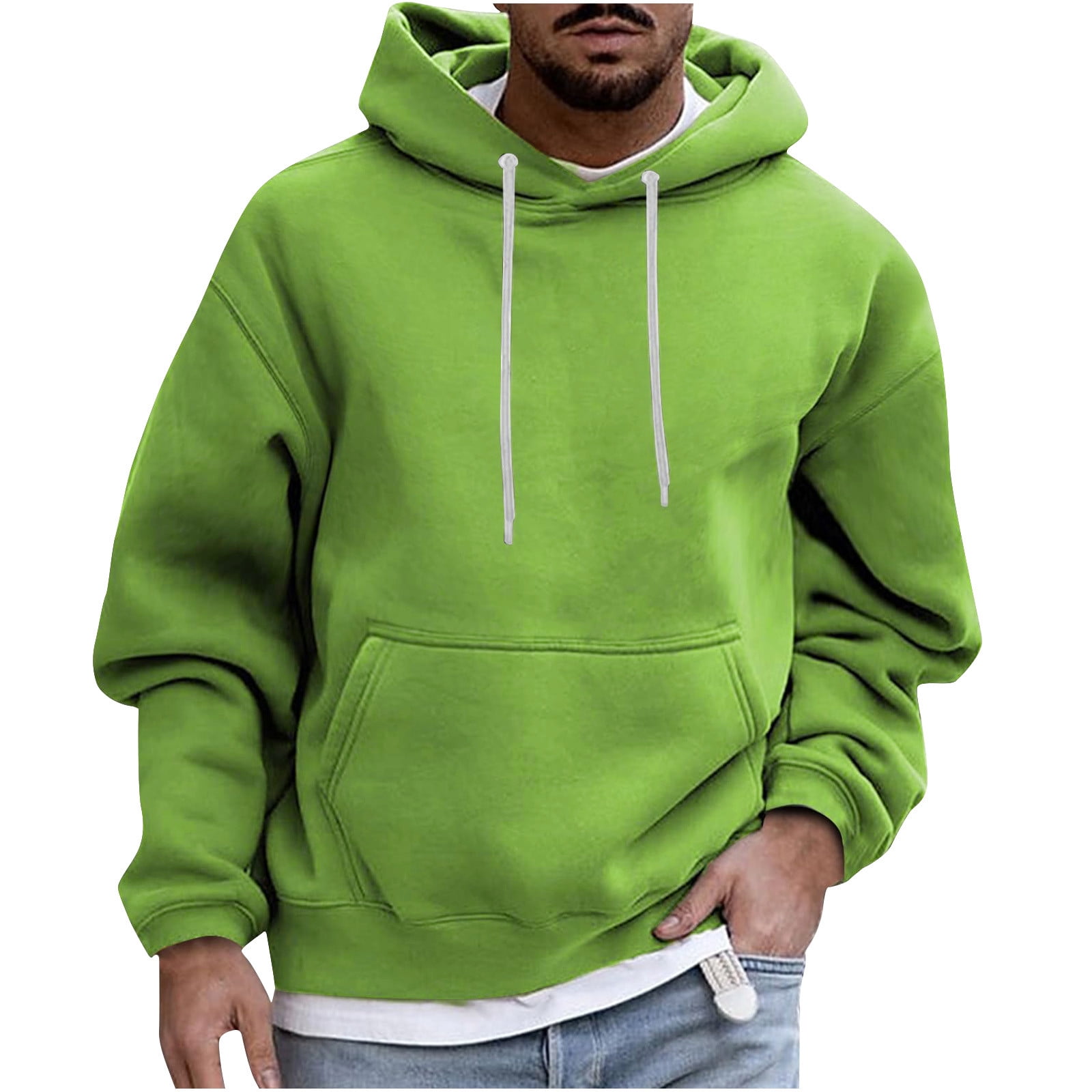 VSSSJ Men's Casual Sweatshirts Loose Solid Color Long Sleeve Round Neck