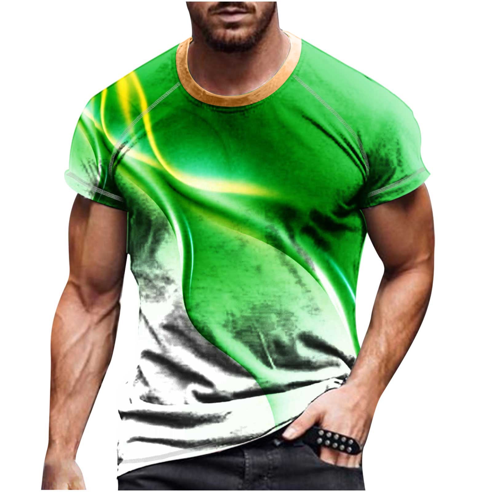 Men's T-shirt T-shirts Graphic Text Black Military Green Pool Dark Gray 3D  Printing Street Casual Short Sleeve Button Down Printed Clothing Basic 