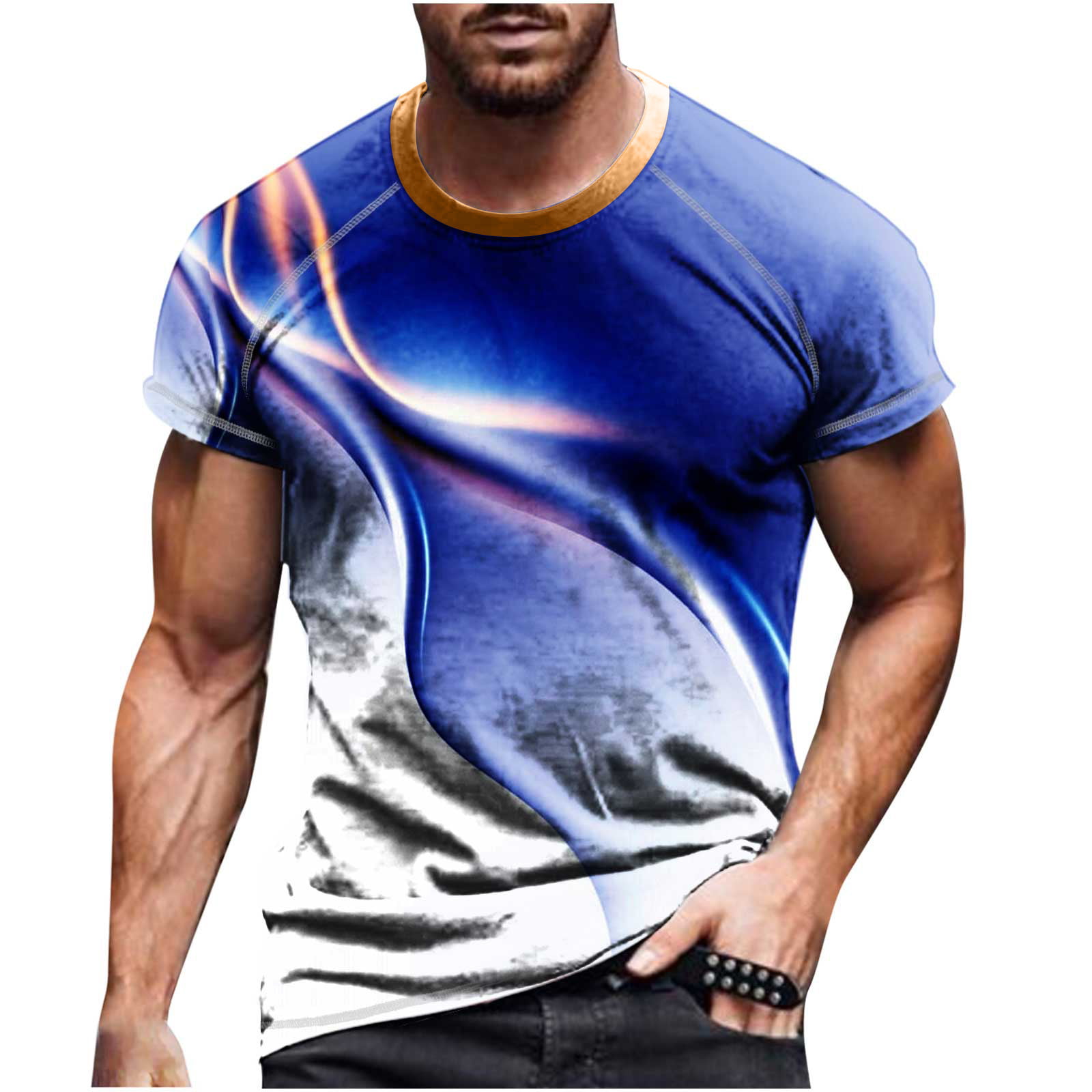 VSSSJ Men's Casual Tshirts Big and Tall Fashion 3D Digital