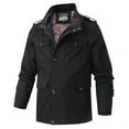 thumbnail image 1 of VSSSJ Men's Casual Warm Winter Jackets Outdoor Full Zip Button Stand Collar Cargo Coat Windbreaker Outerwear with Multi Pockets Black XXXL, 1 of 8