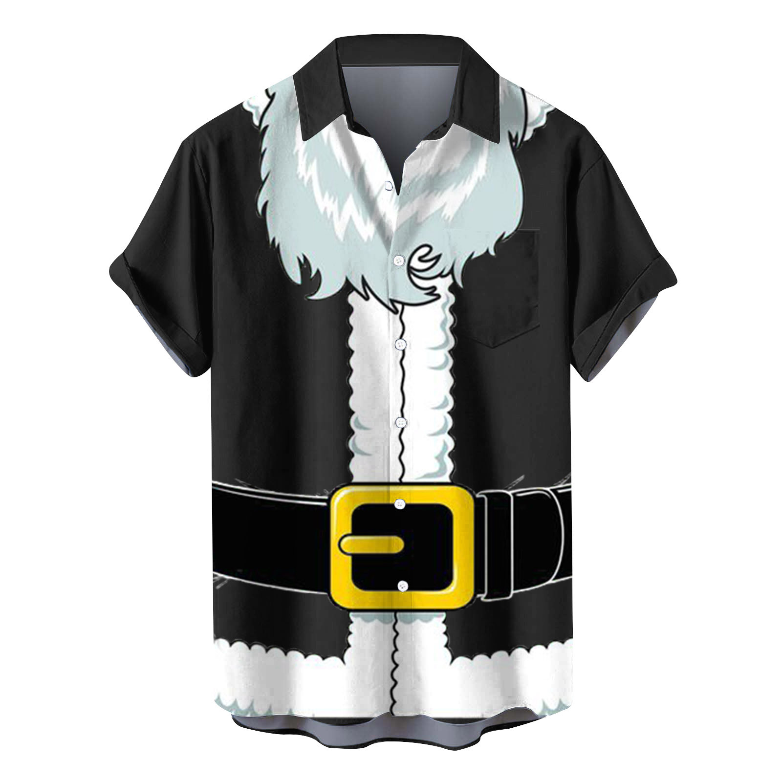 VSSSJ Men's Christmas Shirts Big and Tall Santa Claus Print Short