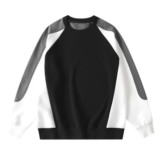 VSSSJ Men's Color Block Sweatshirt Relaxed Fit Crewneck Long Sleeve Casual Comfy Fashion Patchwork Pullover Sports Tops Gray XXXL