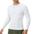 thumbnail image 1 of VSSSJ Men's Compression Shirt Slim Fit Long Sleeve Athletic Workout T-Shirts Stretch Breathable Basic Sport Undershirt Shirt Tops White L, 1 of 5