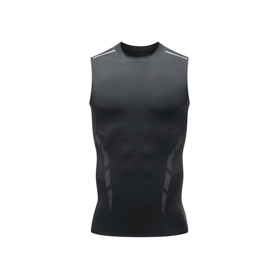 VSSSJ Men's Compression Tank Tops Sleeveless Round Neck Casual Running Muscle Shirts Breathable Gym Fitness Workout Training Shirt Black M