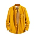 thumbnail image 1 of VSSSJ Men's Corduroy Shirt Jacket Button Down Lapel Collar Shirts Casual Long Sleeve Loose Solid Color Simple Jackets with Pocket Yellow XL, 1 of 3