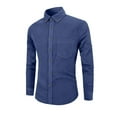 thumbnail image 1 of VSSSJ Men's Corduroy Shirt Jacket Long Sleeve Casual Button Down Shirts Slim Fit Lapel Collar Pocket Business Dress Shirts for Men Light Blue XXL, 1 of 4
