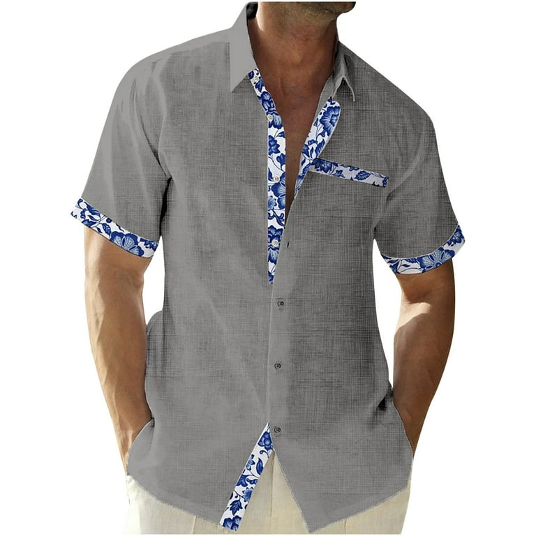 VSSSJ Hawaiian Shirt for Men Loose Fit Short Sleeve Floral