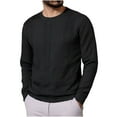 thumbnail image 1 of VSSSJ Men's Crewneck Knit Sweater Slim Fit Casual Twist Patterned Cable Knitted Long Sleeve Lightweight Texture Pullover Tops Black M, 1 of 5