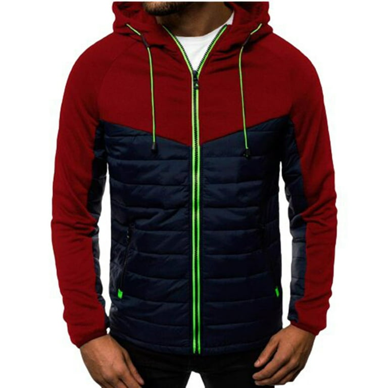 Color block drawstring hooded zip up jacket online