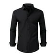 thumbnail image 1 of VSSSJ Men's Dress Shirt Fashion Slim Fit Long Sleeve Solid Color Button Down Collar Shirts Business Casual Office Shirt Black S, 1 of 5