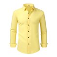 thumbnail image 1 of VSSSJ Men's Dress Shirt Fashion Slim Fit Long Sleeve Solid Color Button Down Collar Shirts Business Casual Office Shirt Yellow XXL, 1 of 5