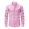 thumbnail image 1 of VSSSJ Men's Dress Shirts Stretch Long Sleeve Button Down Shirts Striped Print Regular Fit Casual Business Office Formal Shirt Pink XL, 1 of 5