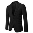 thumbnail image 1 of VSSSJ Men's Fall Winter Blazers with Pocket Slim Fit Fashion Long Sleeve Solid Color One Button Lapel Suit Jackets Casual Personality Dress Coat Black XXXL, 1 of 3