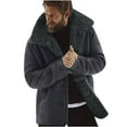 thumbnail image 1 of VSSSJ Men's Fall Winter Sheepshin Jacket Big and Tall Solid Color Button Down Long Sleeve Turndown Collar Lamb Jacket Fashion Mid Length Thermal Windproof Coats Gray L, 1 of 5