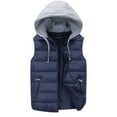 thumbnail image 1 of VSSSJ Men's Fall Winter Thermal Vest with Hooded Relaxed Fit Solid Color Sleeveless Zip Up Waistcoat Cozy Lightweight Durable Down Jackets Blue XXXL, 1 of 4