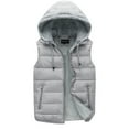 thumbnail image 1 of VSSSJ Men's Fall Winter Thermal Vest with Hooded Relaxed Fit Solid Color Sleeveless Zip Up Waistcoat Cozy Lightweight Durable Down Jackets Gray XXL, 1 of 4