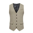 thumbnail image 1 of VSSSJ Men's Fashion Retro Vest with Pocket Oversized Fit Solid Color Single Breasted Sleeveless V-Neck Jackets Comfortable Graduation Party Suit Vest Khaki L, 1 of 9