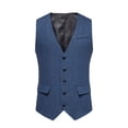 thumbnail image 1 of VSSSJ Men's Fashion Retro Vest with Pocket Oversized Fit Solid Color Single Breasted Sleeveless V-Neck Jackets Comfortable Graduation Party Suit Vest Blue XL, 1 of 9