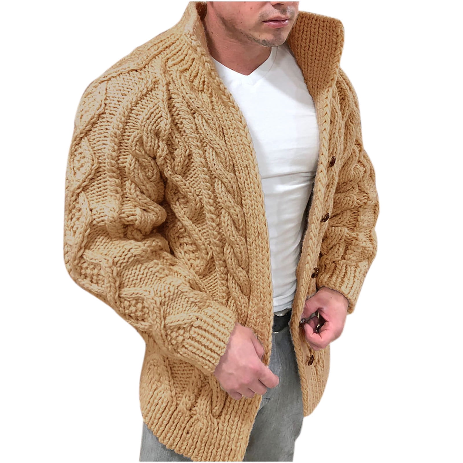 VSSSJ Men's Fashion Warm Winter Knitted Sweater Big and Tall Solid