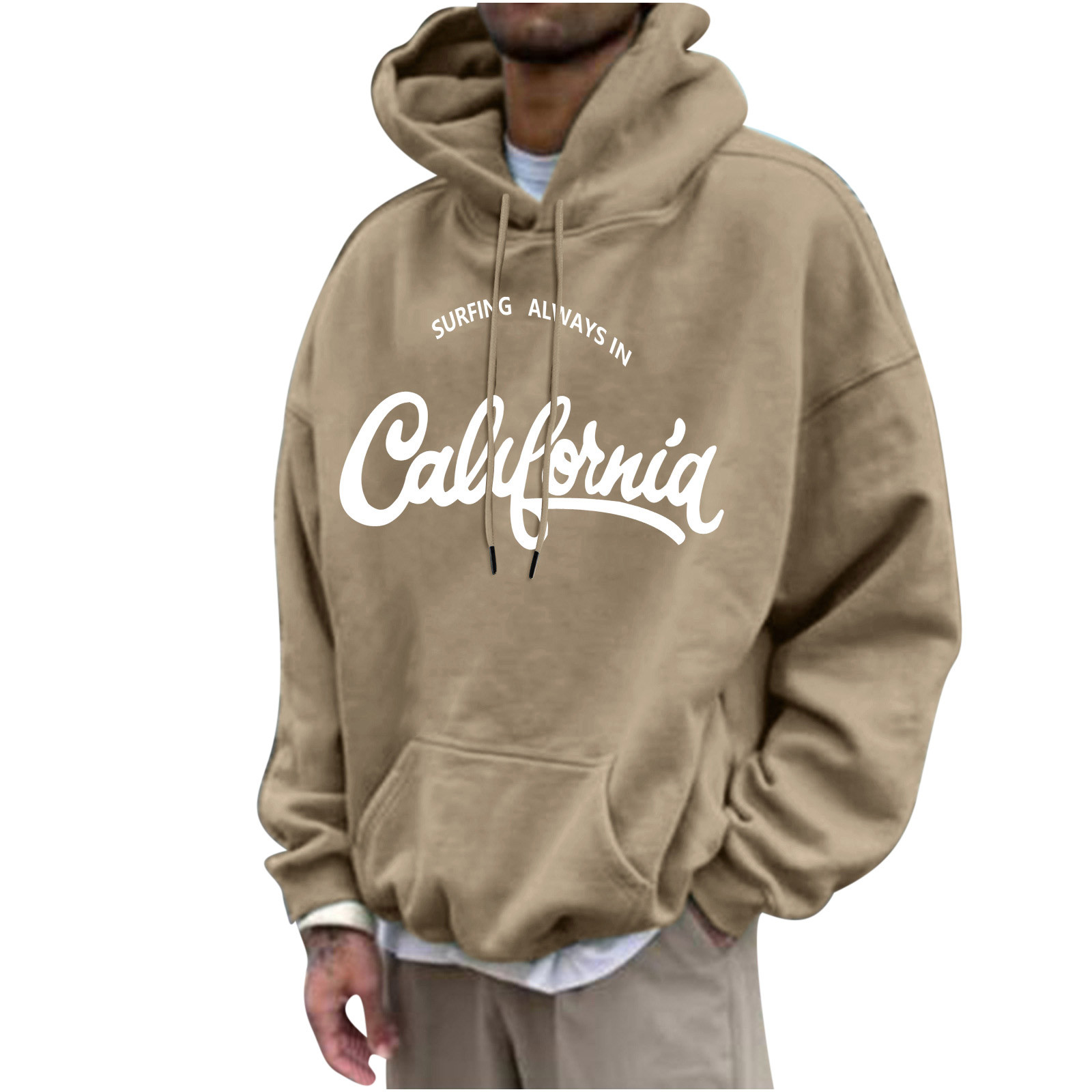 VSSSJ Men's Fleece Hooded Sweatshirts Oversized Fit Surfing Always in