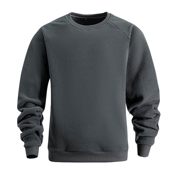 VSSSJ Men's Fleece Pullover Sweatshirt Warm Winter Long Sleeve Crew Neck Sweatshirts Casual Solid Color Thermal Sweatshirt Tops Gray XXL