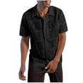 thumbnail image 1 of VSSSJ Men's Floral Lace Shirt Short Sleeve Hollow Out Sheer See Through Beach Shirt Casual Button Down Summer Hawaiian Shirts Black XL, 1 of 8