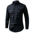 thumbnail image 1 of VSSSJ Men's Formal Plaid Shirt Slim Fit Long Sleeve Button Down Shirt Business Office Casual Lapel Collar Dress Shirts with Pocket Blue XXXL, 1 of 6