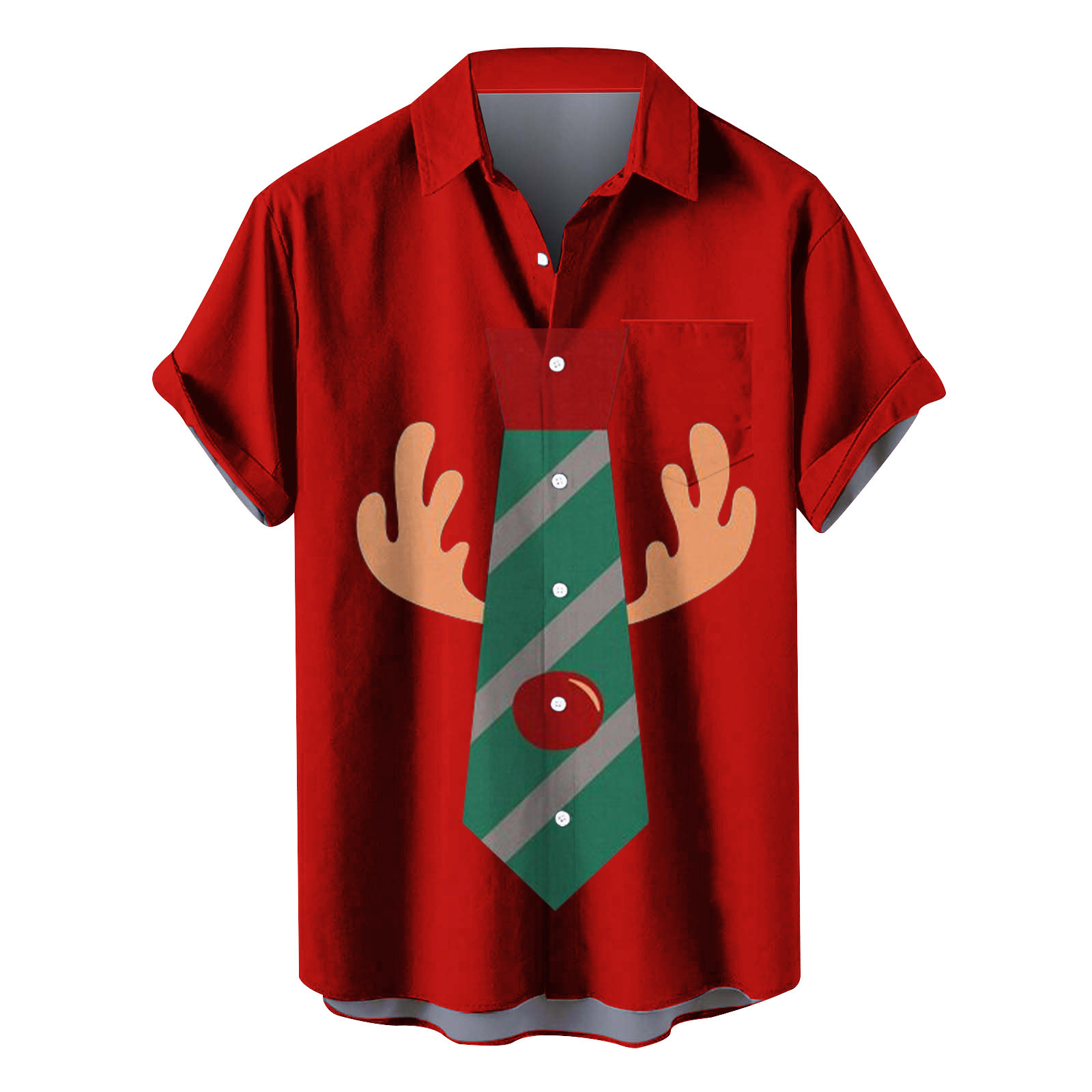 VSSSJ Men's Funny Christmas Print TShirts Big and Tall Button Down