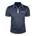 thumbnail image 1 of VSSSJ Men's Golf Shirts Quarter Zip Athletic Shirts Business Casual Classic Lightweight Short Sleeve Collared Shirt with Pocket Blue M, 1 of 6