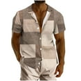 thumbnail image 1 of VSSSJ Men's Hawaiian Shirt Casual Button Down Summer Lapel Collar Shirt Short Sleeve Loose Comofortable Vacation Beach Shirts Khaki S, 1 of 5