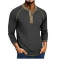 thumbnail image 1 of VSSSJ Men's Henley Shirt Long Sleeve Button Up Henley Tops Casual Slim Fit Raglan Crew Neck Lightweight Underwear T Shirts Dark Gray XXXL, 1 of 7