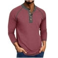 thumbnail image 1 of VSSSJ Men's Henley Shirt Long Sleeve Button Up Henley Tops Casual Slim Fit Raglan Crew Neck Lightweight Underwear T Shirts Wine XXXL, 1 of 7