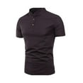 thumbnail image 1 of VSSSJ Men's Henley Shirts Short Sleeve Casual Button Up Mock Neck Shirts Slit Lightweight Summer Vacation Beach Basic Tee Tops Coffee XXXL, 1 of 3