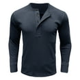 thumbnail image 1 of VSSSJ Men's Henley Shirts Slim Fit Long Sleeve Casual Solid Ribbed Tops Crew Neck Basic Workout Pullover T-Shirts Dark Blue XL, 1 of 5