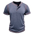 thumbnail image 1 of VSSSJ Men's Henley Short Sleeve T-Shirt Stretch Slim FIt Button Up Crewneck Casual Pullover Muscle Vintage Classic Tee Shirts Blue S, 1 of 9