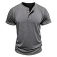 thumbnail image 1 of VSSSJ Men's Henley Short Sleeve T-Shirt Stretch Slim FIt Button Up Crewneck Casual Pullover Muscle Vintage Classic Tee Shirts Gray S, 1 of 9