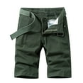 thumbnail image 1 of VSSSJ Men's Hiking Shorts Fitted Solid Color Micro Elastic Waist Zipper Buttons Knee Length Shorts Summer Breathable Cargo Shorts with Pockets Army Green 38, 1 of 4