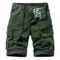 thumbnail image 1 of VSSSJ Men's Hiking Shorts Oversized Fit Multi Pockets Elastic Waist Drawstring Zipper Button Solid Color Cargo Shorts Casual Five Point Straight Shorts Army Green 36, 1 of 4