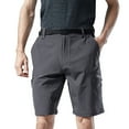 thumbnail image 1 of VSSSJ Men's Hiking Shorts Quick Dry Regular Fit Zipper Button Elastic Waist Knee Length Solid Color Shorts with Pockets Casual High Stretchy Short Pants Gray S, 1 of 9