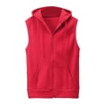 thumbnail image 1 of VSSSJ Men's Hooded Waistcoat Oversized Fit Solid Color Zip Up Sleeveless Jacket Casual Fashion Gym Workout Quick Dry Muscle Vest Red L, 1 of 7