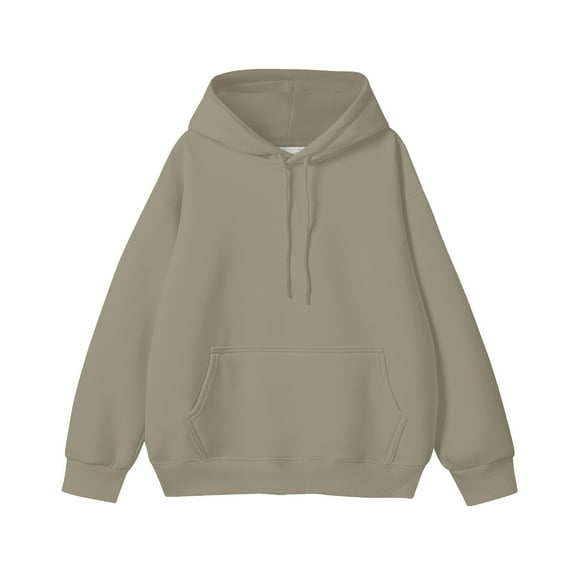 VSSSJ Men's Hoodies Oversized Fleece Lined Long Sleeve Sweatshirts Cotton Casual Hooded Solid Pullover Sweatshirts with Pocket Khaki XL
