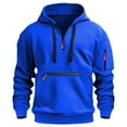 thumbnail image 1 of VSSSJ Men's Hoodies Quarter Zip Fleece Hooded Pullover Hoodie Drawstring Long Sleeve Casual Warm Zip Pockets Sweatshirts Blue XL, 1 of 2