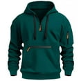 thumbnail image 1 of VSSSJ Men's Hoodies Quarter Zip Fleece Hooded Pullover Hoodie Drawstring Long Sleeve Casual Warm Zip Pockets Sweatshirts Green XXL, 1 of 2
