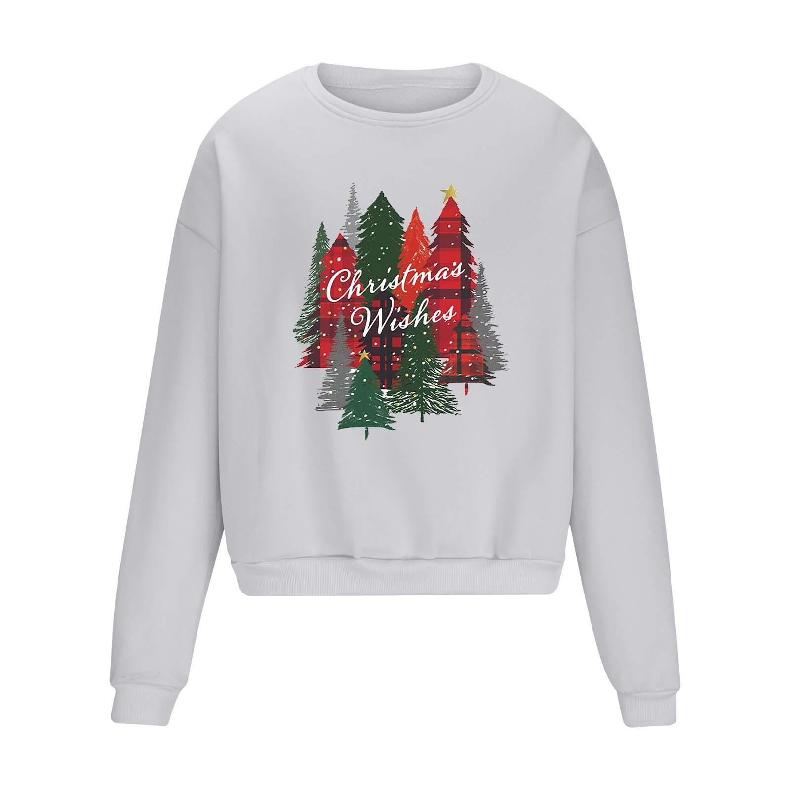 VSSSJ Men's Hoodless Sweatshirts Slim Fit Christmas Tree Print Long ...