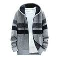 thumbnail image 1 of VSSSJ Men's Knit Cardigan Coats Relaxed Fit Color Block Patchwork Long Sleeve Zip Up Coats Fashion Comfy Warm Jacket with Hooded Gray XL, 1 of 4
