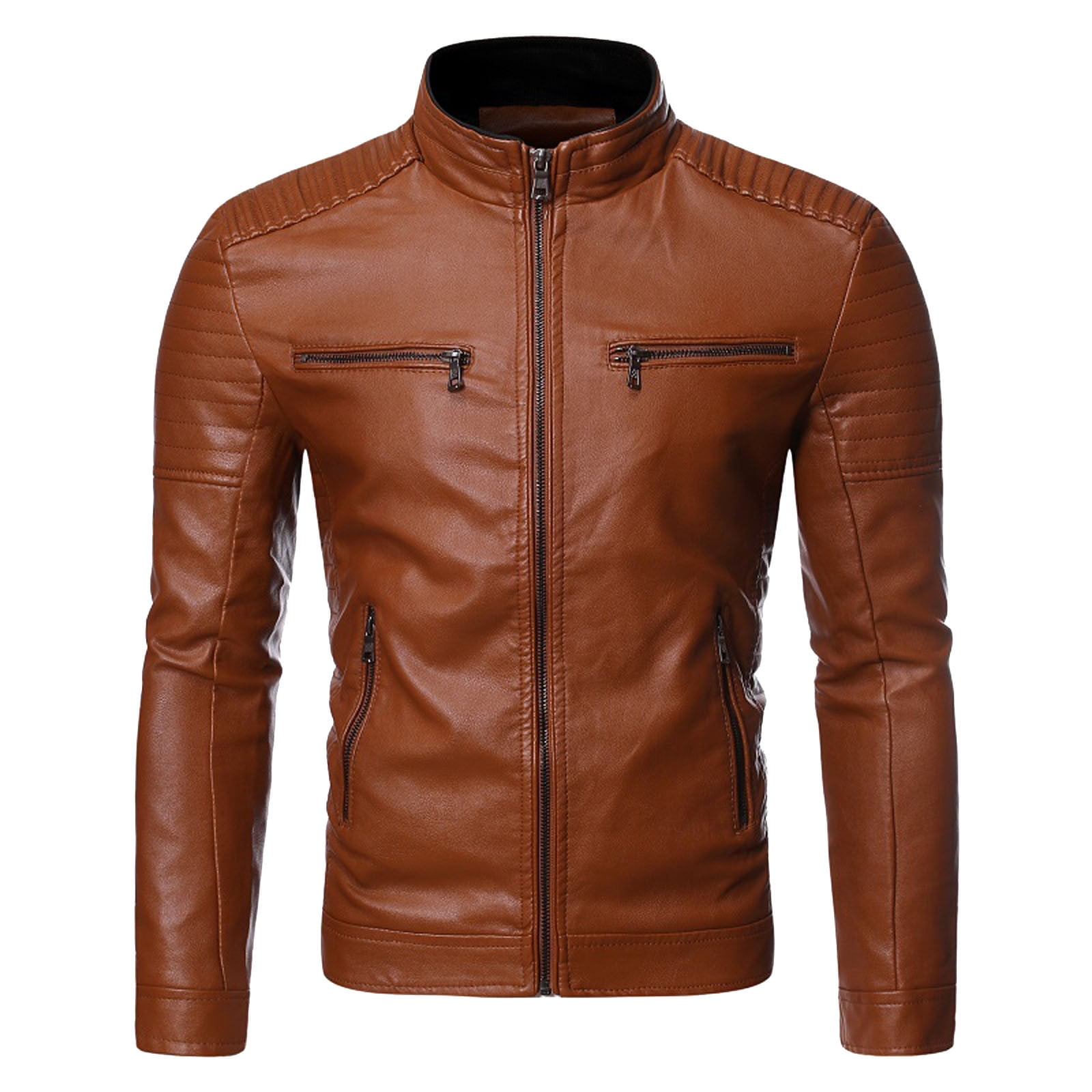 VSSSJ Men's Leather Jackets Plus Size Solid Color Long Sleeve Zip Up Stand Collar Jacket Fashion Autumn Motorcycle Racer Outwear Brown L - Walmart.com VSSSJ Men's Leather Jackets Plus Size Solid Color Long Sleeve Zip Up Stand Collar Jacket Fashion Autumn Motorcycle Racer Outwear Brown L - Walmart.com